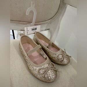 Size 7 Gold Glitter Toddler Girls Ballet Flats 24~30 months or 2T